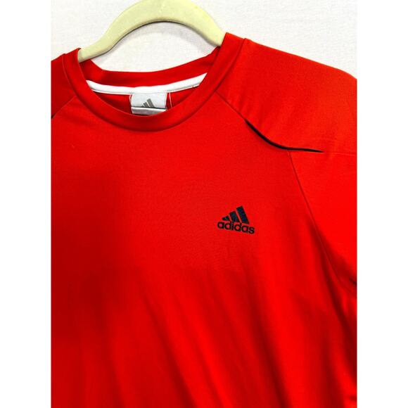 Adidas T-Shirt Mens Large Red Black Short Sleeve 3-Striped Crew Neck Pullover - Picture 3 of 8